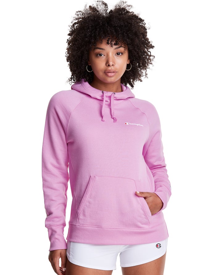 Champion Powerblend Script Logo Kadın Kapşonlu Sweatshirt Pembe ( GIOBCM715 )